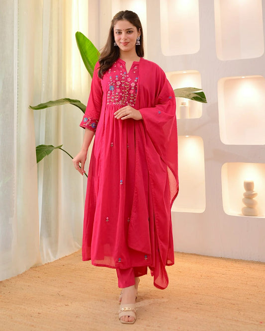 The Blooming Floral Embroidered Suit Set