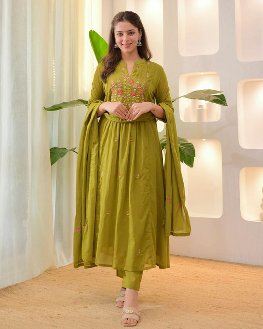 The Blooming Floral Embroidered Suit Set