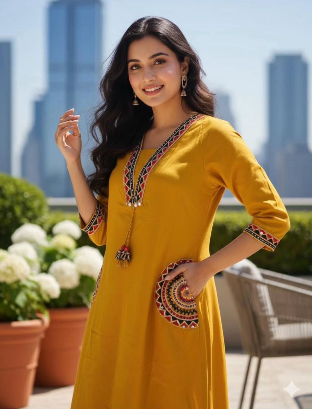 Ishani Mustard Aura Kurti Set