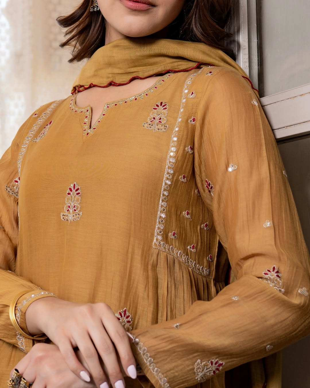 Zunaira Mustard Glow Chinon Set